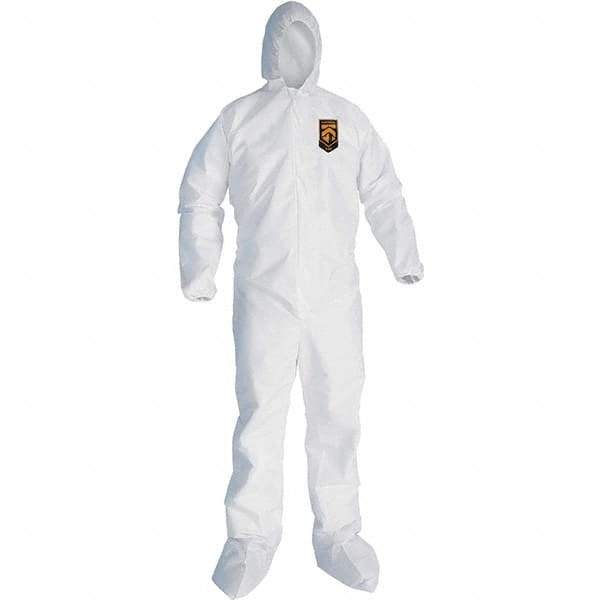 KleenGuard - Size 4XL SMS General Purpose Coveralls - White, Zipper Closure, Elastic Cuffs, Elastic Ankles, Seamless - Exact Tool & Supply