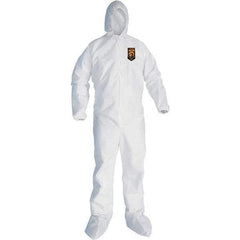 KleenGuard - Size 4XL SMS General Purpose Coveralls - White, Zipper Closure, Elastic Cuffs, Elastic Ankles, Seamless - Exact Tool & Supply
