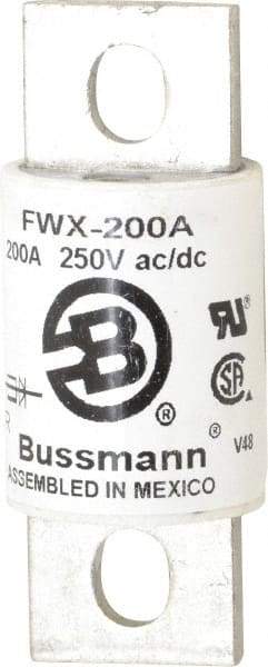 Cooper Bussmann - 250 VAC/VDC, 200 Amp, Fast-Acting Semiconductor/High Speed Fuse - Stud Mount Mount, 3-1/8" OAL, 200 (RMS), 50 at DC kA Rating, 1-7/32" Diam - Exact Tool & Supply