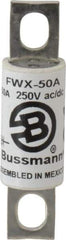Cooper Bussmann - 250 VAC/VDC, 50 Amp, Fast-Acting Semiconductor/High Speed Fuse - Stud Mount Mount, 3-3/16" OAL, 200 (RMS), 50 at DC kA Rating, 0.81" Diam - Exact Tool & Supply