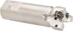 Seco - 1-1/2" Cut Diam, 0.295" Max Depth of Cut, 1-1/4" Shank Diam, 4-1/2" OAL, Indexable Square Shoulder End Mill - XNEX 0806.. Inserts, Weldon Shank, 90° Lead Angle, Through Coolant - Exact Tool & Supply