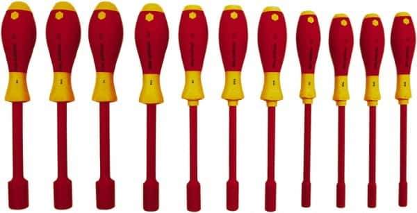 Wiha - 11 Piece 5/32 to 5/8" Insulated Nutdriver Set - Cushion Grip Handle - Exact Tool & Supply
