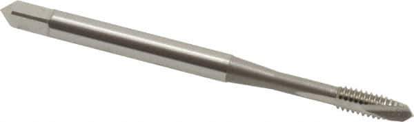 OSG - #5-40 UNC, 2 Flute, Bright Finish, Vanadium High Speed Steel Spiral Point Tap - Bottoming Chamfer, Right Hand Thread, 1-15/16" OAL, 5/8" Thread Length, 0.141" Shank Diam, 2B/3B Class of Fit - Exact Tool & Supply
