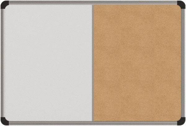UNIVERSAL - 24" Wide x 18" High Dry Erase Combination Cork Bulletin Board - Melamine, Natural & White - Exact Tool & Supply