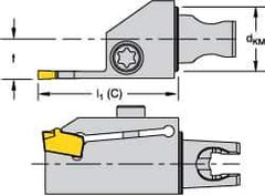 Kennametal - System Size KM16, Right Hand Cut, Modular Cutoff Cutting Unit Head - A2S A2 Insert Style, 1.181" Head Length, 0.472" Center to Cutting Edge, Series Micro A2 - Exact Tool & Supply