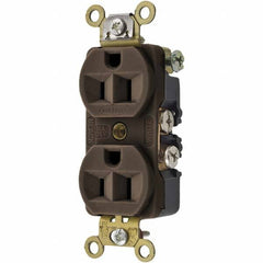 Hubbell Wiring Device-Kellems - 125V 15A NEMA 5-15R Industrial Grade Brown Straight Blade Duplex Receptacle - Exact Tool & Supply
