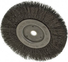 Weiler - 6" OD, 5/8" Arbor Hole, Crimped Steel Wheel Brush - 1/2" Face Width, 1-7/16" Trim Length, 0.008" Filament Diam, 6,000 RPM - Exact Tool & Supply