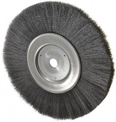 Weiler - 10" OD, 3/4" Arbor Hole, Crimped Steel Wheel Brush - 3/4" Face Width, 2-1/2" Trim Length, 0.006" Filament Diam, 4,000 RPM - Exact Tool & Supply