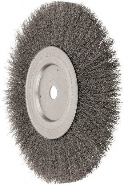 Weiler - 10" OD, 3/4" Arbor Hole, Crimped Steel Wheel Brush - 3/4" Face Width, 2-1/2" Trim Length, 0.0118" Filament Diam, 4,000 RPM - Exact Tool & Supply