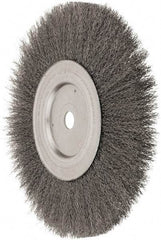 Weiler - 10" OD, 3/4" Arbor Hole, Crimped Steel Wheel Brush - 3/4" Face Width, 2-1/2" Trim Length, 0.0118" Filament Diam, 4,000 RPM - Exact Tool & Supply