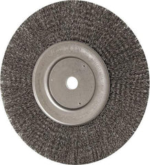 Weiler - 10" OD, 3/4" Arbor Hole, Crimped Steel Wheel Brush - 3/4" Face Width, 2-1/2" Trim Length, 0.014" Filament Diam, 4,000 RPM - Exact Tool & Supply