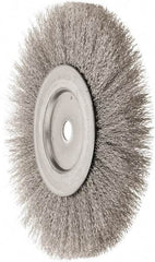 Weiler - 10" OD, 3/4" Arbor Hole, Crimped Stainless Steel Wheel Brush - 3/4" Face Width, 2-1/2" Trim Length, 0.014" Filament Diam, 4,000 RPM - Exact Tool & Supply
