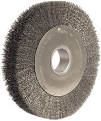 Weiler - 10" OD, 2" Arbor Hole, Crimped Steel Wheel Brush - 2" Face Width, 1-7/8" Trim Length, 0.0104" Filament Diam, 4,000 RPM - Exact Tool & Supply