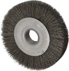 Weiler - 10" OD, 2" Arbor Hole, Crimped Steel Wheel Brush - 1-5/8" Face Width, 1-7/8" Trim Length, 0.014" Filament Diam, 4,000 RPM - Exact Tool & Supply