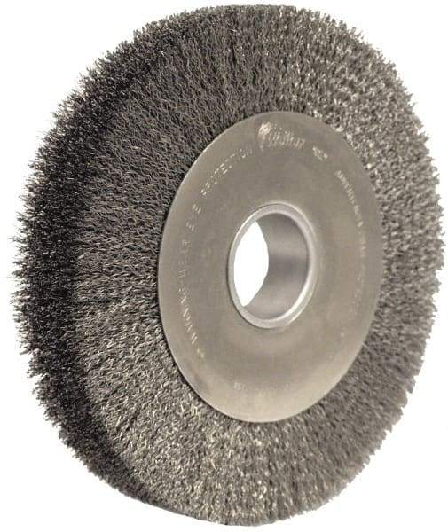 Weiler - 10" OD, 2" Arbor Hole, Crimped Steel Wheel Brush - 2" Face Width, 1-7/8" Trim Length, 0.02" Filament Diam, 4,000 RPM - Exact Tool & Supply