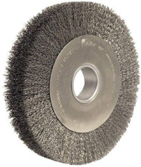 Weiler - 10" OD, 2" Arbor Hole, Crimped Steel Wheel Brush - 2" Face Width, 1-7/8" Trim Length, 0.02" Filament Diam, 4,000 RPM - Exact Tool & Supply