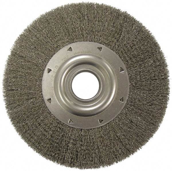 Weiler - 12" OD, 2" Arbor Hole, Crimped Steel Wheel Brush - 2" Face Width, 2-7/8" Trim Length, 0.0118" Filament Diam, 3,000 RPM - Exact Tool & Supply