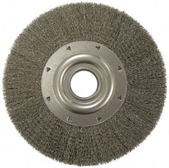 Weiler - 12" OD, 2" Arbor Hole, Crimped Steel Wheel Brush - 2" Face Width, 2-7/8" Trim Length, 0.0118" Filament Diam, 3,000 RPM - Exact Tool & Supply