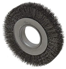 Weiler - 6" OD, 2" Arbor Hole, Crimped Steel Wheel Brush - 1" Face Width, 1-1/8" Trim Length, 0.014" Filament Diam, 6,000 RPM - Exact Tool & Supply