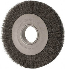 Weiler - 8" OD, 2" Arbor Hole, Crimped Steel Wheel Brush - 1" Face Width, 1-3/8" Trim Length, 0.014" Filament Diam, 4,500 RPM - Exact Tool & Supply