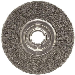 Weiler - 12" OD, 2" Arbor Hole, Crimped Steel Wheel Brush - 1-1/4" Face Width, 3" Trim Length, 0.0118" Filament Diam, 3,600 RPM - Exact Tool & Supply