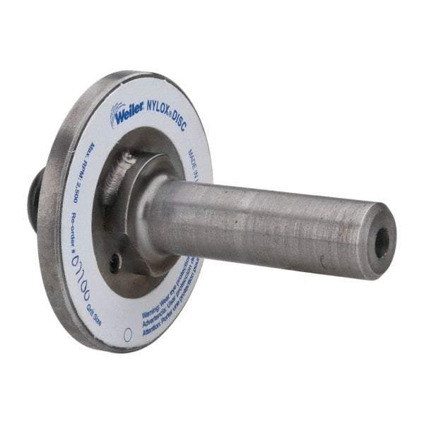 Weiler - 7/8" Arbor Hole to 3/4" Shank Diam Drive Arbor - For 3, 4 & 5" Weiler Disc Brushes, Attached Spindle, Flow Through Spindle - Exact Tool & Supply