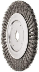Weiler - 10" OD, 1-1/4" Arbor Hole, Knotted Steel Wheel Brush - 3/4" Face Width, 1-3/4" Trim Length, 0.016" Filament Diam, 4,500 RPM - Exact Tool & Supply