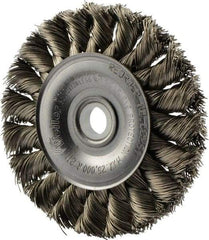 Weiler - 3" OD, 1/2" Arbor Hole, Knotted Stainless Steel Wheel Brush - 3/8" Face Width, 5/8" Trim Length, 0.014" Filament Diam, 25,000 RPM - Exact Tool & Supply