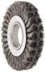 Weiler - 6" OD, 2" Arbor Hole, Knotted Steel Wheel Brush - 7/8" Face Width, 1-3/8" Trim Length, 0.016" Filament Diam, 8,000 RPM - Exact Tool & Supply