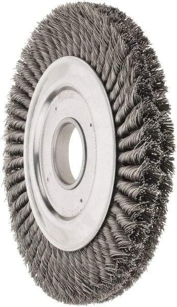Weiler - 10" OD, 2" Arbor Hole, Knotted Steel Wheel Brush - 1-1/4" Face Width, 1-3/4" Trim Length, 0.023" Filament Diam, 4,500 RPM - Exact Tool & Supply