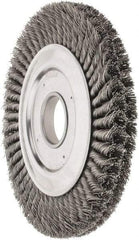 Weiler - 10" OD, 2" Arbor Hole, Knotted Steel Wheel Brush - 1-1/4" Face Width, 1-3/4" Trim Length, 0.023" Filament Diam, 4,500 RPM - Exact Tool & Supply