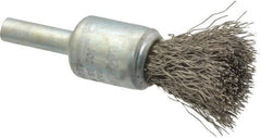 Weiler - 1/2" Brush Diam, Crimped, End Brush - 1/4" Diam Steel Shank, 25,000 Max RPM - Exact Tool & Supply