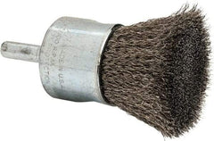 Weiler - 1" Brush Diam, Crimped, End Brush - 1/4" Diam Steel Shank, 22,000 Max RPM - Exact Tool & Supply