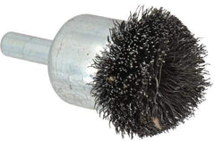 Weiler - 1-1/4" Brush Diam, Crimped, Flared End Brush - 1/4" Diam Shank, 20,000 Max RPM - Exact Tool & Supply