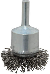 Weiler - 1-1/2" Brush Diam, Crimped, Flared End Brush - 1/4" Diam Shank, 20,000 Max RPM - Exact Tool & Supply