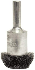 Weiler - 1" Brush Diam, Crimped, Flared End Brush - 1/4" Diam Shank, 25,000 Max RPM - Exact Tool & Supply