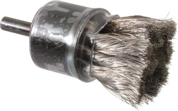 Weiler - 1-1/8" Brush Diam, Knotted, End Brush - 1/4" Diam Shank, 20,000 Max RPM - Exact Tool & Supply