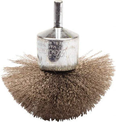 Weiler - 3" Brush Diam, Crimped, Flared End Brush - 1/4" Diam Shank, 16,000 Max RPM - Exact Tool & Supply