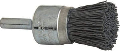 Weiler - 320 Grit, 3/4" Brush Diam, Crimped, End Brush - Extra Fine Grade, 1/4" Diam Shank, 10,000 Max RPM - Exact Tool & Supply