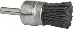 Weiler - 120 Grit, 3/4" Brush Diam, Crimped, End Brush - Fine Grade, 1/4" Diam Shank, 10,000 Max RPM - Exact Tool & Supply