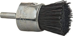 Weiler - 320 Grit, 1" Brush Diam, Crimped, End Brush - Extra Fine Grade, 1/4" Diam Shank, 10,000 Max RPM - Exact Tool & Supply