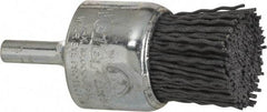 Weiler - 180 Grit, 1" Brush Diam, Crimped, End Brush - Very Fine Grade, 1/4" Diam Shank, 10,000 Max RPM - Exact Tool & Supply