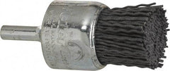 Weiler - 120 Grit, 1" Brush Diam, Crimped, End Brush - Fine Grade, 1/4" Diam Shank, 10,000 Max RPM - Exact Tool & Supply