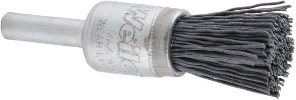 Weiler - 320 Grit, 1/2" Brush Diam, Crimped, End Brush - Extra Fine Grade, 1/4" Diam Shank, 10,000 Max RPM - Exact Tool & Supply