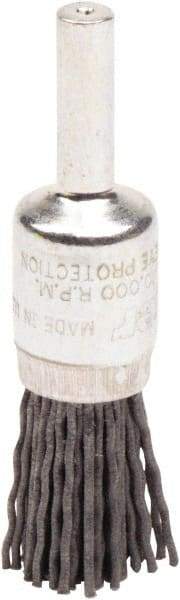 Weiler - 180 Grit, 1/2" Brush Diam, Crimped, End Brush - Very Fine Grade, 1/4" Diam Shank, 10,000 Max RPM - Exact Tool & Supply