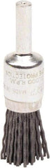 Weiler - 180 Grit, 1/2" Brush Diam, Crimped, End Brush - Very Fine Grade, 1/4" Diam Shank, 10,000 Max RPM - Exact Tool & Supply