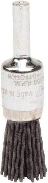 Weiler - 120 Grit, 1/2" Brush Diam, Crimped, End Brush - Fine Grade, 1/4" Diam Shank, 10,000 Max RPM - Exact Tool & Supply