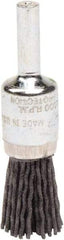 Weiler - 120 Grit, 1/2" Brush Diam, Crimped, End Brush - Fine Grade, 1/4" Diam Shank, 10,000 Max RPM - Exact Tool & Supply
