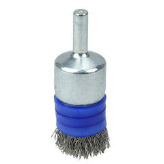 Weiler - End Brushes; Brush Diameter (Inch): 3/4 ; Fill Material: Stainless Steel ; Filament/Wire Diameter Range (Decimal Inch): 0.0201 and Above ; Filament/Wire Diameter (Decimal Inch): 0.0104 ; Wire Type: Crimped Wire ; Bridled: Yes - Exact Tool & Supply