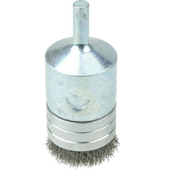 Weiler - End Brushes; Brush Diameter (Inch): 1 ; Fill Material: Stainless Steel ; Filament/Wire Diameter Range (Decimal Inch): 0.0201 and Above ; Filament/Wire Diameter (Decimal Inch): 0.0060 ; Wire Type: Crimped Wire ; Bridled: Yes - Exact Tool & Supply